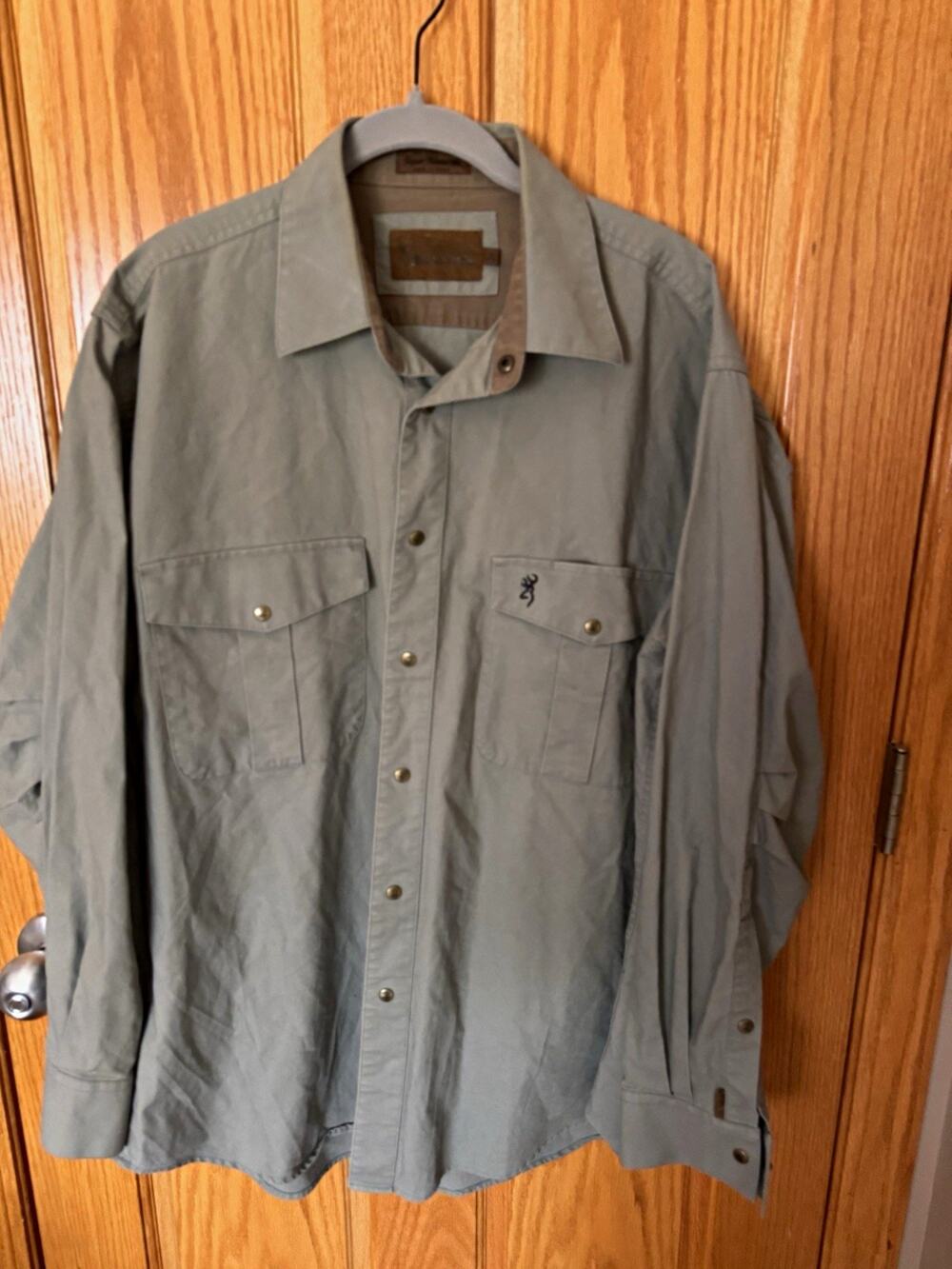 Browning Super Naturals Men’s L Gray Long Sleeve Button-Up Shirt Pockets